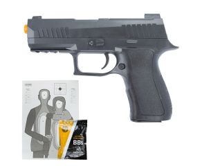 Pistola Airsoft Spring P320 V311 Vigor 6mm + BB's Rossi + Alvo LC