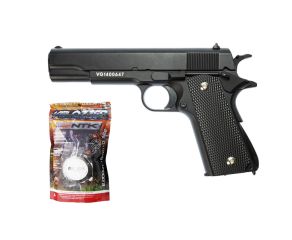 Pistola Airsoft Spring Vigor 1911 V14 Black Full Metal + BBs 0.12g