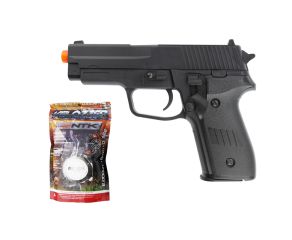 Pistola Airsoft Spring Vigor P226 6mm + Airsoft BBs 0.12g Velozter 2000 Um