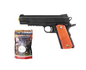 Pistola Airsoft Spring Vigor 1911 V13 Full Metal 6mm + Airsoft BBs 0.12g Velozter 2000 Um