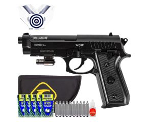 Pistola de Pressao Beretta PT92 CO2 NBB 4.5mm + Capa + Mira Laser + Esferas + CO2 + Oleo + Alvos