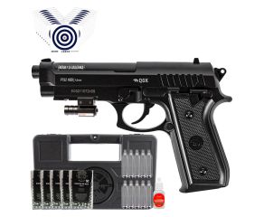 Pistola de Pressao Beretta PT92 CO2 NBB 4.5mm QGK + Case + Mira Laser + Esferas + CO2 + Oleo + Alvos