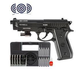 Pistola Beretta PT92 Full Metal CO2 4.5mm QGK + Maleta + Mira Laser + Esferas + CO2 + Oleo + Alvos