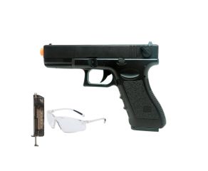 Pistola Airsoft Elétrica Glock CM030S Lipo Mosfet + Óculos