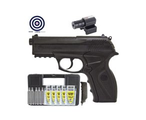 Pistola CO2 R11 (C11) Rossi 6mm + Mira Laser + Speedloader + Case Rigido + Esferas + CO2 + Alvos