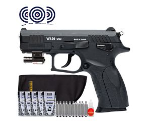 Pistola Co2 CZ300 W129 4.5mm Blowback + Capa Rossi + Mira Laser + Esferas Rossi + CO2 + Oleo + Alvos