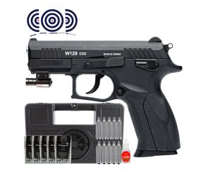 Pistola CO2 CZ300 W129 4.5mm Blowback + Maleta Rigida + Mira Laser + Esferas + CO2 + Oleo + Alvos