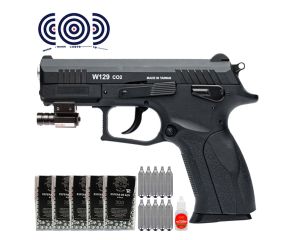 Pistola de Pressao Co2 CZ300 W129 4.5mm Blowback + Mira Laser + Esferas + CO2 + Oleo + Alvos