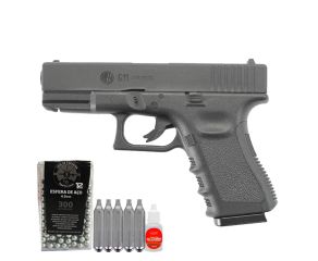 Pistola CO2 Glock G11 Rossi 4.5mm + Esferas de Aço + CO2 + Óleo