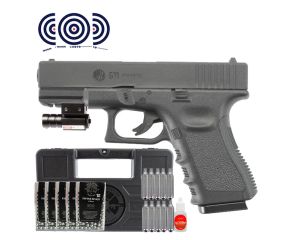 Pistola de Pressao CO2 Glock G11 Rossi 4.5mm + Maleta + Mira Laser + Esferas + CO2 + Oleo + Alvos