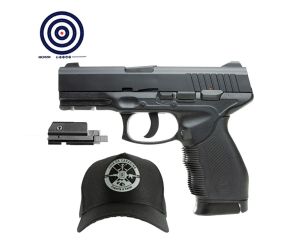 Pistola de Pressão CO2 KWC 24/7 4.5mm + Mira Laser Trilho 22mm Pequena + Boné LC + Alvos