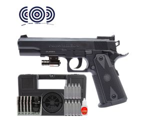 Pistola CO2 Rossi 1911 Tactical PowerWin 304 6mm + Maleta + Mira Laser + Esferas + CO2 + Oleo + Alvo