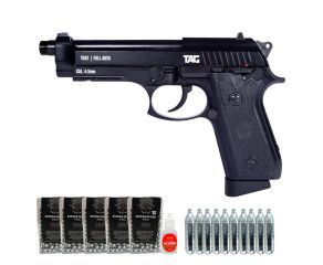 Pistola de Pressão CO2 TAG PT92 Blowback Full Metal + Esfera de Aço + Óleo Silicone + Cilindros CO2