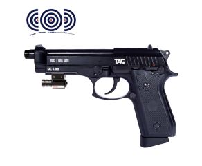Pistola de Pressao CO2 TAG TG 92 KWC PT92 Blowback Full Metal Full Auto 4.5mm + Mira Laser + Alvos