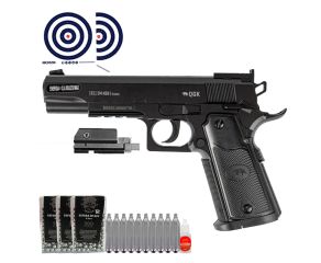 Pistola de Pressao Colt 1911 Co2 NBB 4.5mm QGK + Esfera + Oleo + Co2 + Mira laser + Alvos