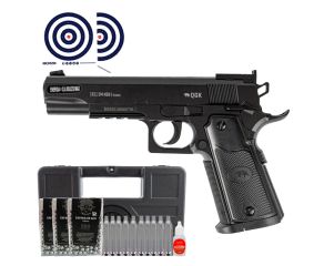 Pistola de Pressao Colt 1911 Co2 NBB 4.5mm QGK + Oleo + Co2 + Esfera de Aco + Case Rigido  + Alvos