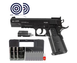 Pistola Colt 1911 Co2 NBB 4.5mm QGK + Mira Laser + Case Rigido LC + Co2 + Oleo + Esfera + Alvos