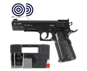 Pistola de Pressao Colt 1911 Co2 NBB 4.5mm QGK + Oleo + Esfera + Case Rigido LC + Co2 + Alvos