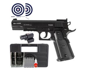 Pistola de Pressao Colt 1911 Co2 NBB 4.5mm QGK + Esfera + Oleo + Co2 + Case + Mira Laser + Alvos