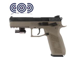 Pistola de Pressao CZ P-09 Dual Tone Co2 Blowback 4.5mm + Mira Laser + Alvos