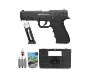 Pistola de Airsoft Co2 W119 WinGun - 6mm + Case + Esferas + Cilindros + Magazine Extra