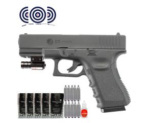 Pistola de Pressao CO2 Glock G11 Rossi 4.5mm + Mira Laser + Esferas + CO2 + Alvos