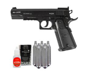 Pistola de Pressão 1911 NBB 4.5mm QGK + Esferas de Aço + Co2 + Óleo de Silicone