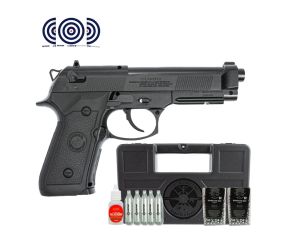 Pistola Co2 GNB Beretta M9 Rossi 4 5mm + Cilindro Co2 12g + Maleta + Esfera de Aço + Oleo + Alvos