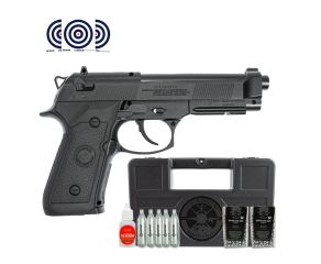 Pistola Co2 GNB Beretta M9 Rossi 4.5mm + Cilindro Co2 12g + Esfera de Aço + Óleo de Silicone + Alvos