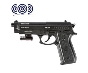 Pistola de Pressao Beretta PT92 Full Metal CO2 NBB 4.5mm QGK + Mira Laser + Alvos