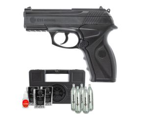 Pistola de Pressão Co2 C11 Rossi 6mm + Cilindro Co2 Crosman + Esfera de Aço + Óleo + Maleta