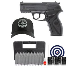 Pistola CO2 R11 (C11) Rossi 6mm + Esfera de Aço + Boné LojaDaCarabina + CO2 + Maleta + Óleo + Alvo