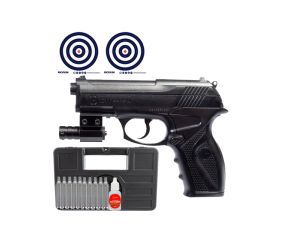 Pistola de Pressão CO2 R11 (C11) Rossi 6mm + Mira Laser + Cilindro CO2 + Case Rígido + Óleo + Alvos