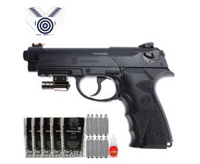 Pistola de Pressao CO2 C12 4.5mm Rossi + Esferas de Aco + Mira Laser + CO2 + Oleo + Alvos