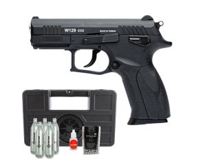 Pistola de Pressão Co2 CZ300 W129 Wingun 4.5mm Blowback + Co2 + Esfera de aço + Óleo + Maleta