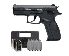 Pistola de Pressão Co2 CZ300 W129 Wingun 4.5mm + Cilindro Co2 12g + Esfera de aço 4.5mm + Maleta