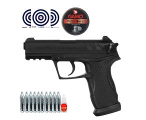 Pistola CO2 Gamo C15 Blowback 4.5mm + Cilindro Co2 Gamo + Óleo de Silicone + Chumbos + Alvos