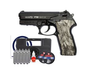 Pistola Co2 Gamo PT80 Dark 4.5mm + Chumbinho Gamo 250 Unidades + Co2 + Maleta Rígida + Óleo + Alvo