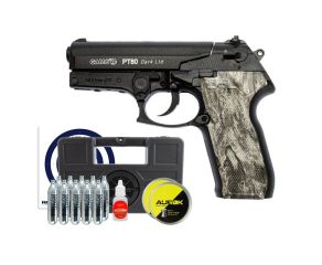 Pistola Co2 Gamo PT80 Dark 4.5mm + Chumbinho Aurok Olympic Match 250un + Co2 + Maleta + Óleo + Alvo