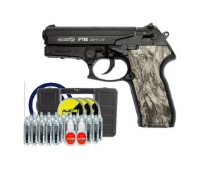 Pistola Co2 Gamo PT80 Dark 4.5mm + Chumbinho Aurok 250un + Co2 Gamo + Maleta Rígida + Óleo + Alvo