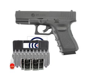 Pistola de Pressão CO2 Glock G11 Rossi 4.5mm + Esfera de Aço + CO2 + Case + Óleo + Alvos