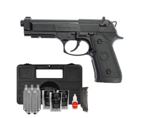 Pistola Co2 GNB Beretta M9 Rossi 6mm + Speedloader + Esfera de Aço + CO2 + Óleo de Silicone + Case