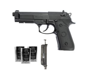 Pistola Co2 Beretta M9 Rossi 6mm + Speedloader NTK 90 Rds + Esfera de Aço