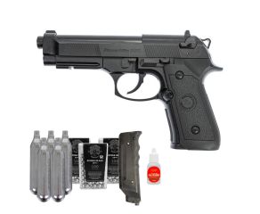 Pistola Co2 GNB Beretta M9 Rossi 6mm + Speedloader 150 Rds + Esfera de Aço + CO2 + Óleo de Silicone