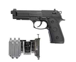 Pistola Co2 Beretta M9 Rossi 6mm + Speedloader NTK 90 Rds + Esfera de Aço + CO2