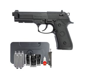 Pistola Co2 Beretta M9 Rossi 6mm + Speedloader NTK + Esfera de Aço + CO2 + Óleo de Silicone + Case