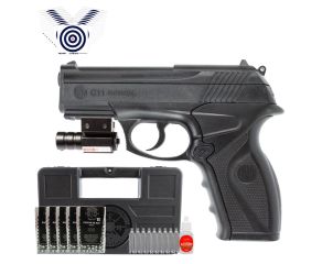 Pistola de Pressão CO2 Rossi R11 (C11) 4.5mm + Maleta + Esferas + Mira Laser + CO2 + Óleo + Alvos
