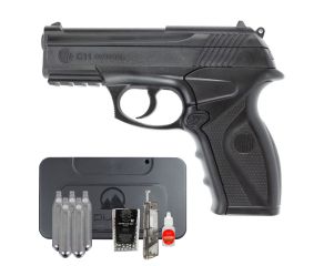Pistola CO2 Rossi R11 (C11) 4.5mm + Speedloader 4.5mm + Esferas + CO2 + Óleo de Silicone + Case