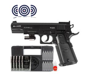 Pistola de Pressao Colt 1911 CO2 NBB 4.5mm QGK + Case + Esferas + Mira Laser + CO2 + Oleo + Alvos