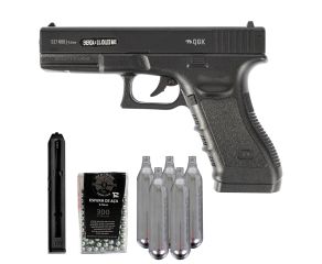 Pistola de Pressão G17 NBB 4.5mm QGK + Magazine + Esferas de Aço + Co2